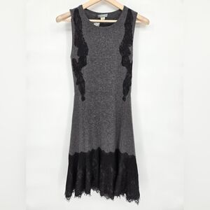 Hayden NEW Cashmere Lace Fit & Flare Gray Sleeveless Dress Size Medium